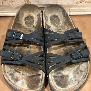 Birkenstock Granada Black Cutout Sandals, Size 42, Used